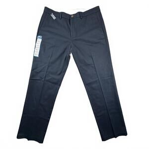 Haggar Men's Dress Pants Flat Front Straight Fit‎ 34W x 30L Navy Blue NEW Slacks